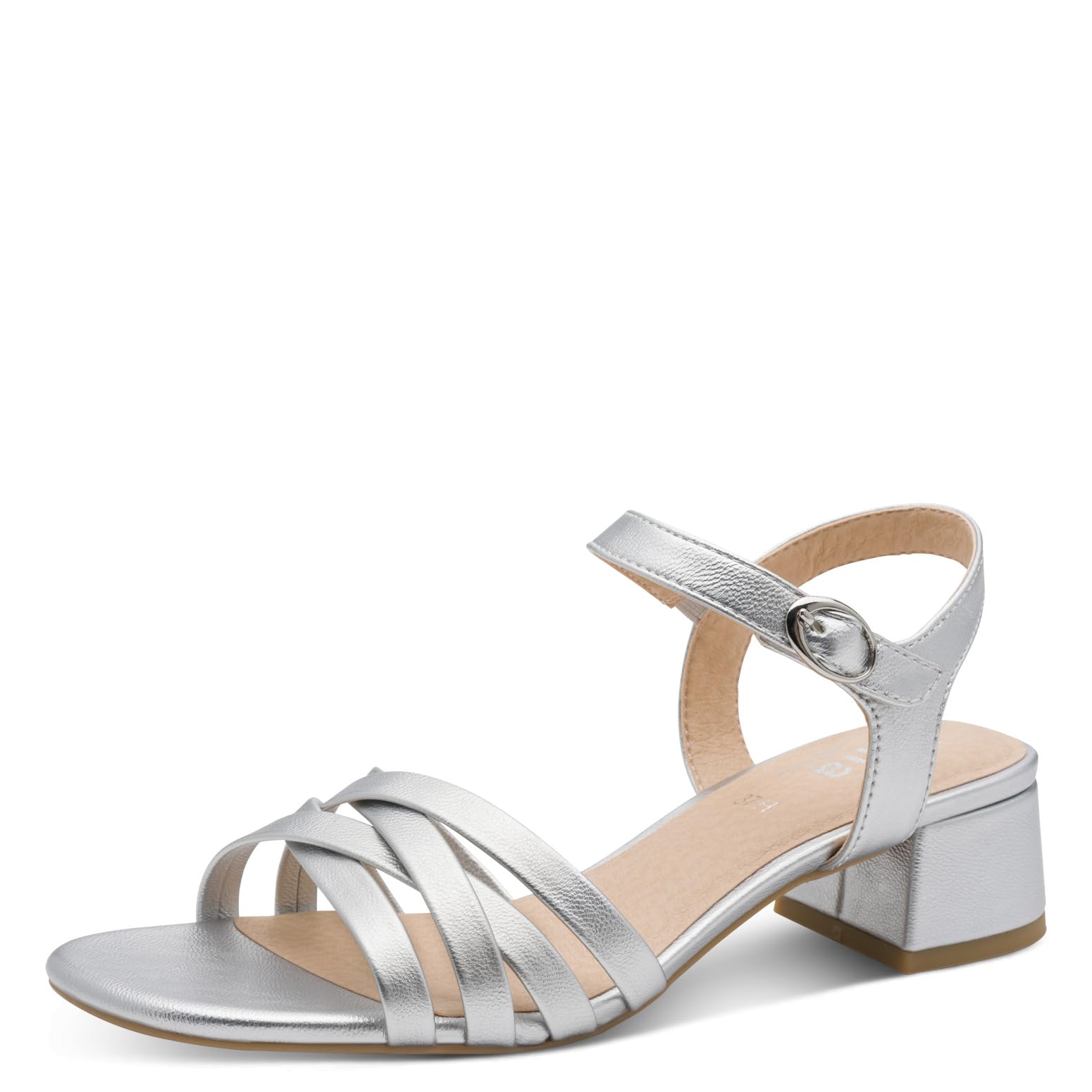 Jana Women's Heel Vegan Sandals with Heel, Silver, 40 EU