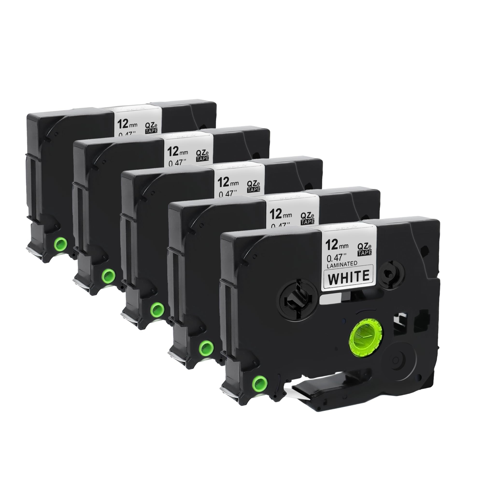 5er-Pack kompatible TZe-231 Schriftbänder für Brother TZe-231 / TZ-231, 12 mm (0,47 Zoll) laminiert, weißes Band mit schwarzer Schrift, kompatibel mit P-Touch PT-H100R, PT-H105, PT-H100LB.