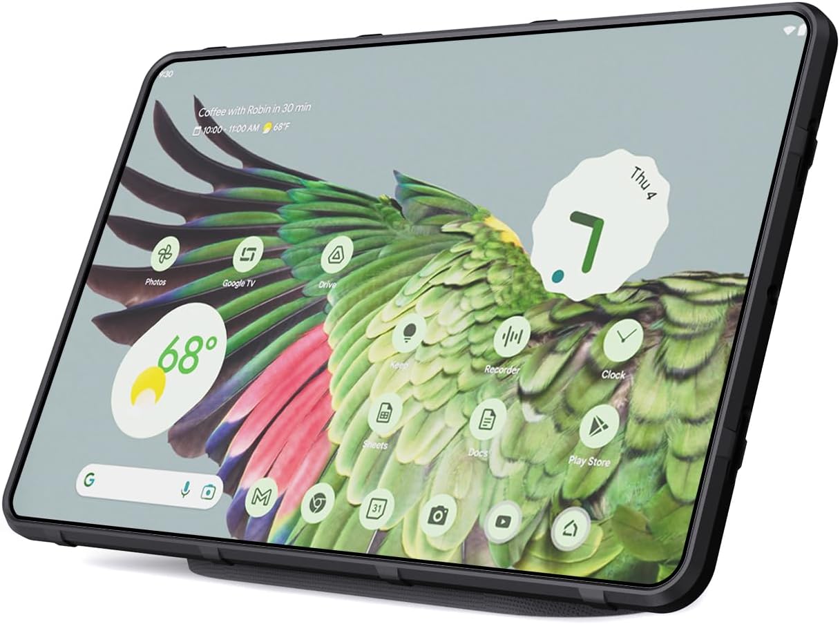 Case and Travel Cover for Google Pixel Tablet (2023), Nakedcellphone Special Ops Rugged Shield and Hard Shell View Stand Companion - Matte Black