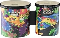 Vista 2 de Remo KD-5400-01 Kids Percussion Bongo Drum - Fabric Rain Forest, 5"-6" & RH-2106-00 Rhythm Club Pandereta - Rhythm Kids, 6
