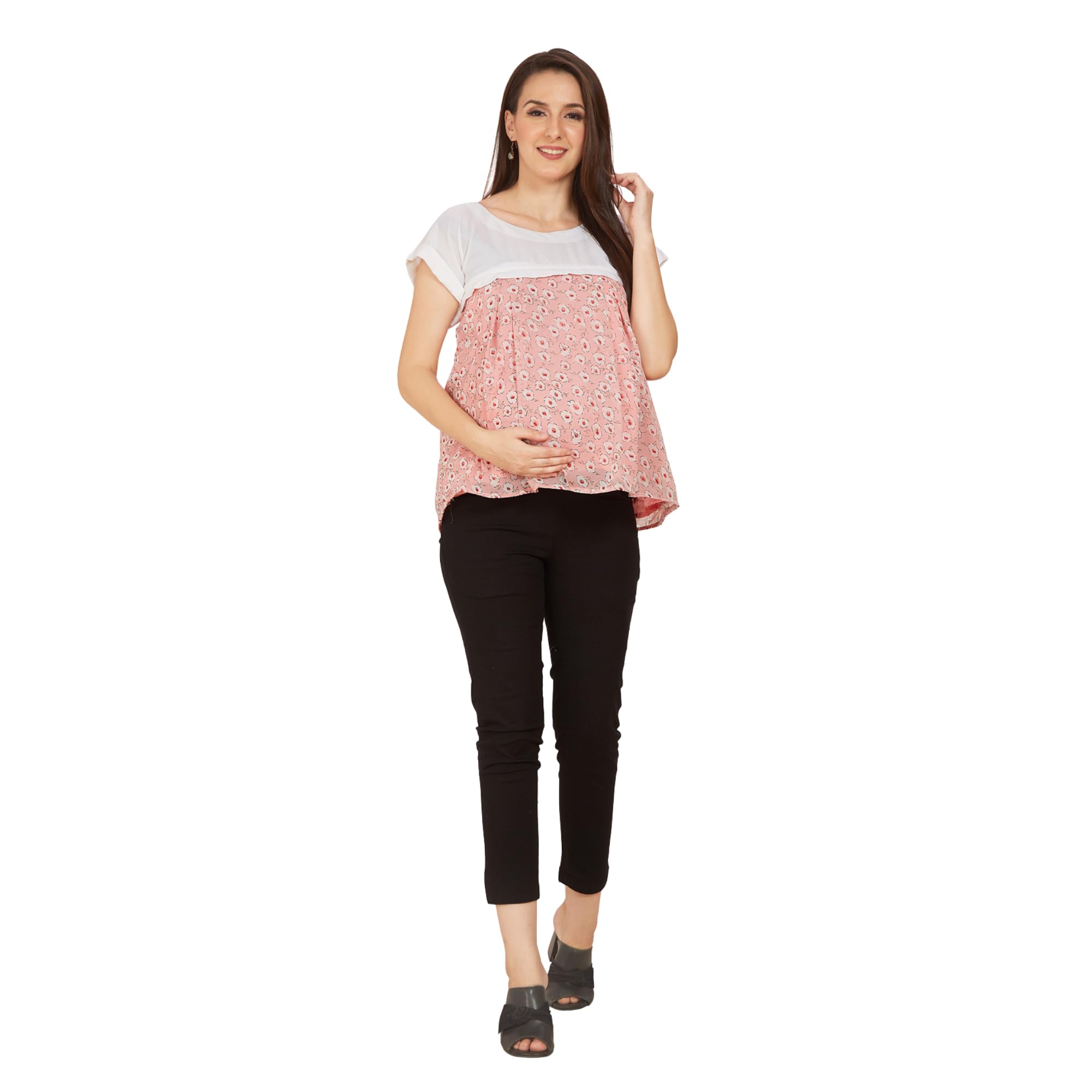 Pink Rayon Georgette Maternity Top-picture-16