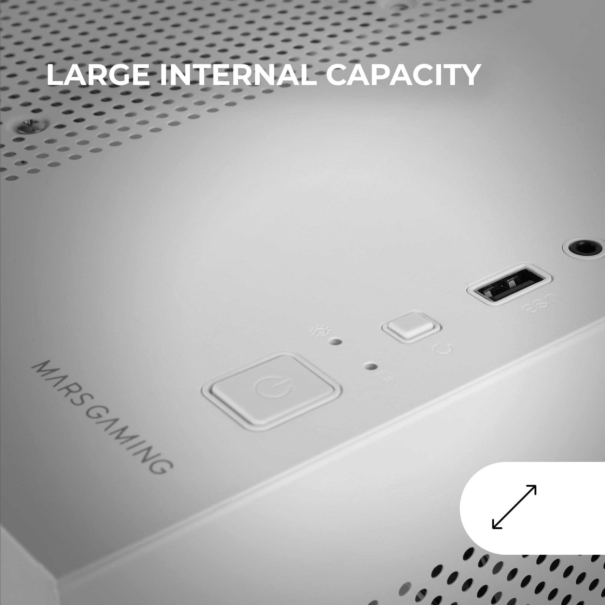 Mars Gaming MC-3TCORELCD Caja Gaming ATX, Pantalla IPS 7,2” Personalizable, Triple Cristal Templado Extraíble, Estructura Doble Cámara Lateral, Soporte de Refrigeración Líquida hasta 360mm, Blanco — view 130