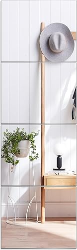 VASUHOME Azulejos de espejo de pared de vidrio de longitud completa, 14 x 12 pulgadas, 4 piezas Espejos de gimnasio HD para gimnasio en casa, espejo