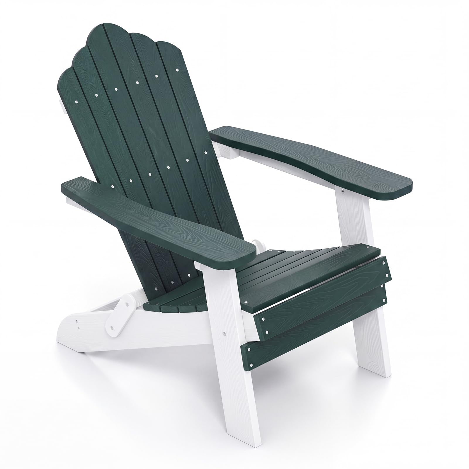 COSTWAY Sedia Adirondack Pieghevole da Giardino, Sedia da Patio in HIPS con Braccioli Larghi e Schienale Inclinato, Poltrona in Legno, per Giardino Cortile, Portata 180 kg (1, Verde+Bianco)