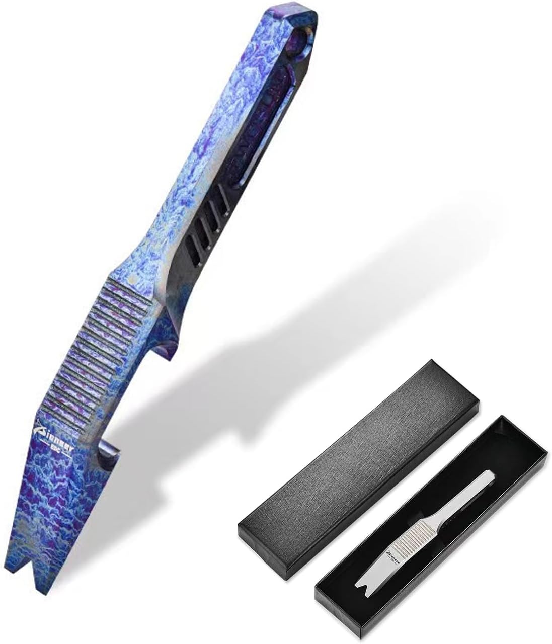 Titanium EDC Pry Bar,Mini Pocket Crowbar,Keychain Multitool Tool, Bottle and Box Openers - Your Versatile Companion for Everyday Carry and Camping Accessories (sandblasting)