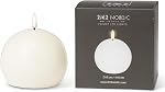 Abbott Collection Wax LED Flameless Ball Candle - Sand | Flameless LED, Real Wax, 8-Hour Timer, 2 AA Batteries, 4"D