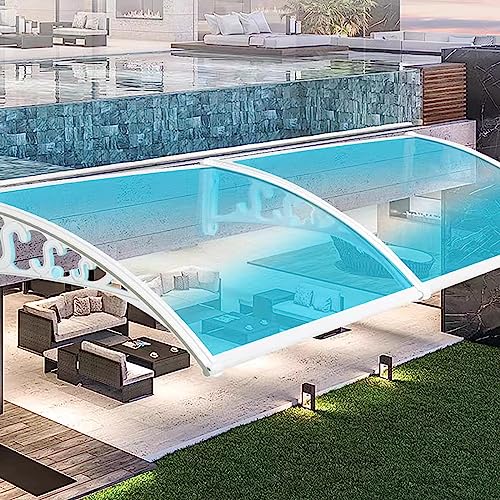 Marquise de Porte d’Entrée Contre Pluie Neige Uv,Auvent Fenêtre Auvent de Véranda Incurvé,Auvent Marquise en Polycarbonate Résistant Aux Chocs,Auvent de Porte Design Moderne (120x200cm/47x79)