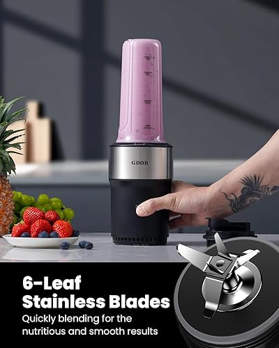 Miniatura 3 de GDOR Licuadora para batidos, licuadora personal de 900 W con 2 tazas de 24 onzas sin BPA para batidos, batidos y jugos, receta saludable, negro