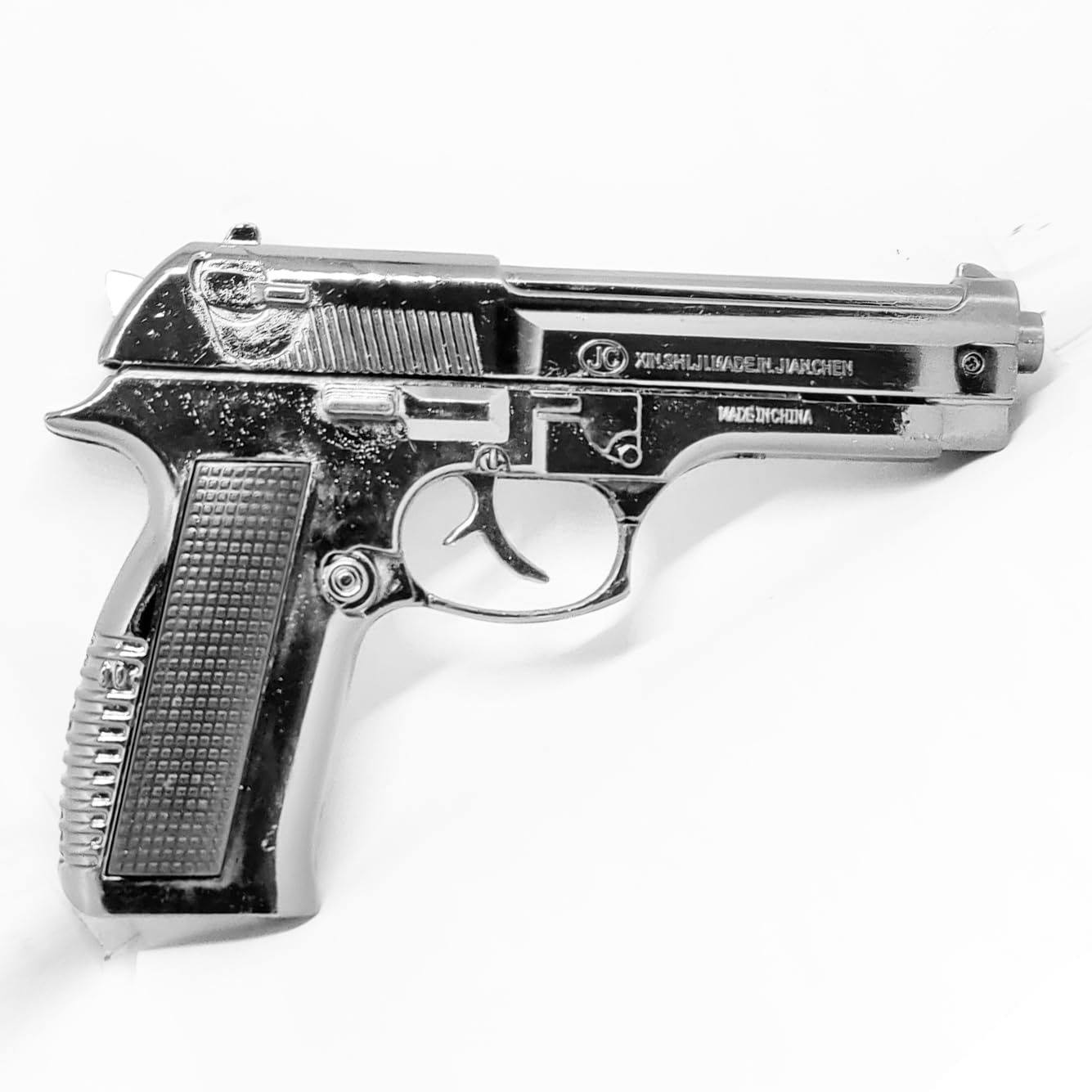 Gun Lighter Pistol Lighter Heavy Weight Metal Body Gun Pistol Shaped with Barrel Pull Back System and Holster Pocket Lighter for Decorative, Smoking Filled with Gas (608 Silver)-image-28
