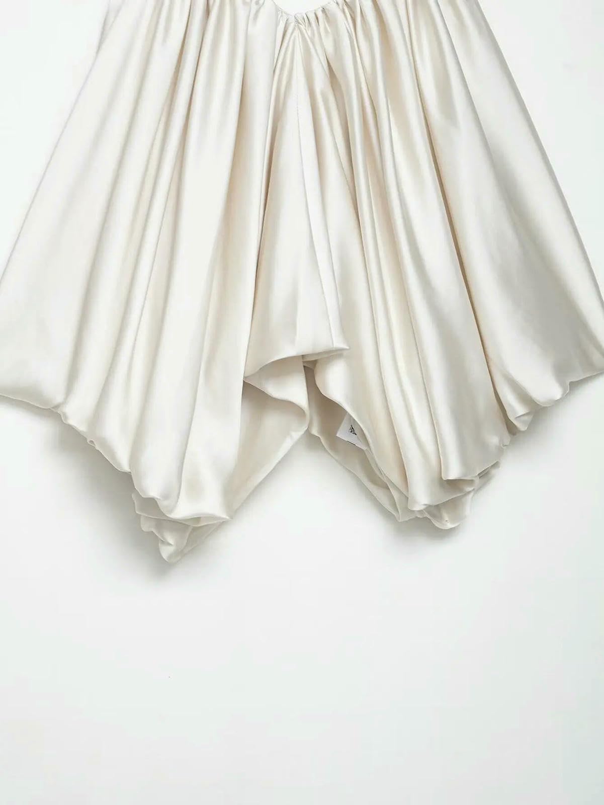 WANGSHUO Débardeur pour Femme Camisole Tops Satin Crop Tops-Blanc-l