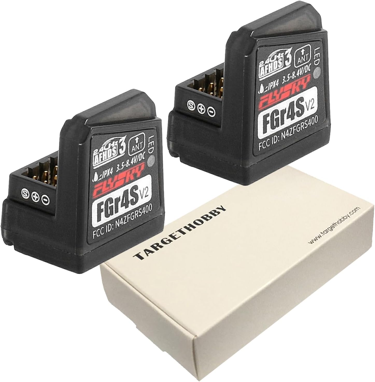 Flysky FGr4s V2 Receiver for Flysky Noble NB4 Rc Transmitter, Noble Pro Transmitter, 4 Channel AFHDS 3 - Pack of 2