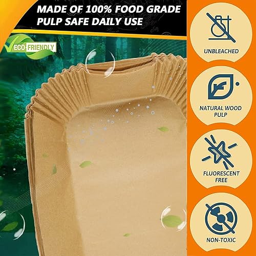 Miniatura 5 de Forros para freidora de aire para Ninja Dual, 125 forros rectangulares para freidora de aire de 8.6 x 5.5 pulgadas, pergamino desechable, forros de