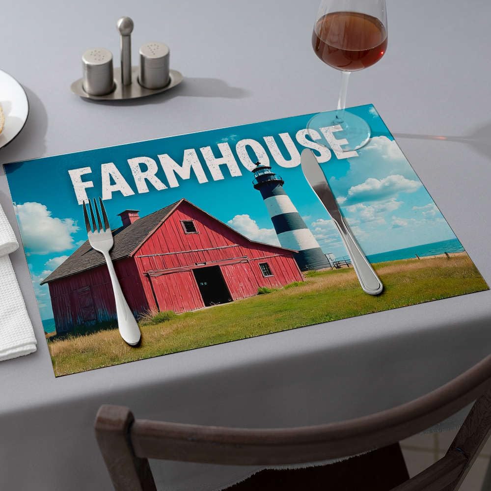 Sets de table motif grange et phare lot de 6 finitions soignées