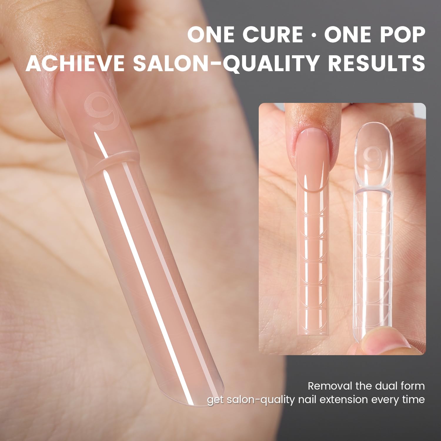 YOKEFELLOW Dual Nail Forms Dual Nail Forms Dual 240 sztuk przezroczystych przedłużeń paznokci, zestaw do przedłużania paznokci żelowych do przedłużania paznokci (poliżel), do salonu artystycznego