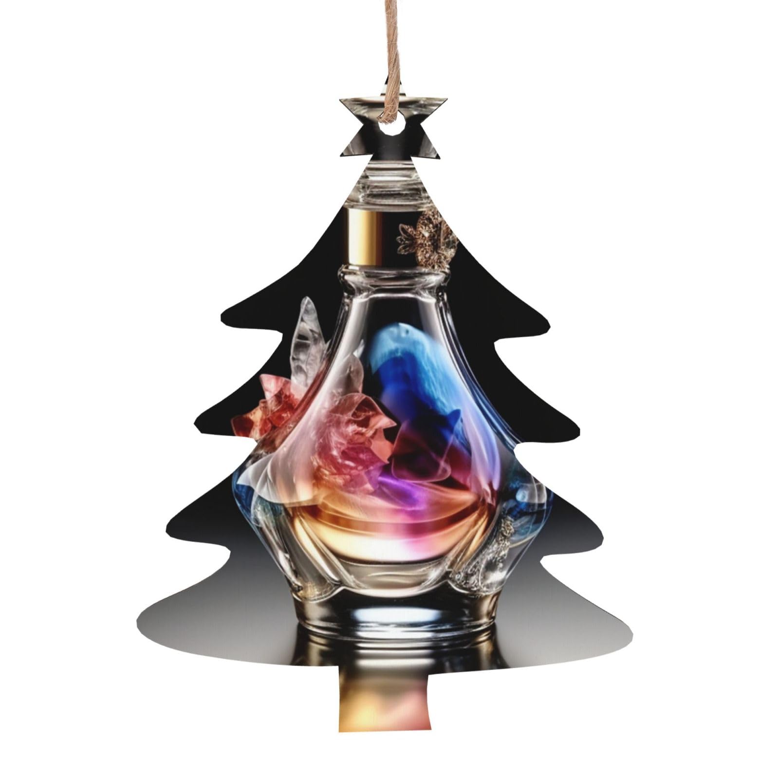 Perfume Bottle Christmas Ornaments Christmas Tree Shape Christmas Tree Ornaments with Ropes Wooden Hanging Ornaments Xmas Holiday Decorations for New Year Party Christmas Decorations