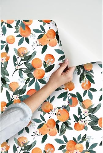 Miniatura 3 de Spoonflower Papel tapiz autoadhesivo de 3 x 2 pies  Clementine White Oranges Frutas Cítricos Verano Tropical Pequeña Escala Clementinas Papel