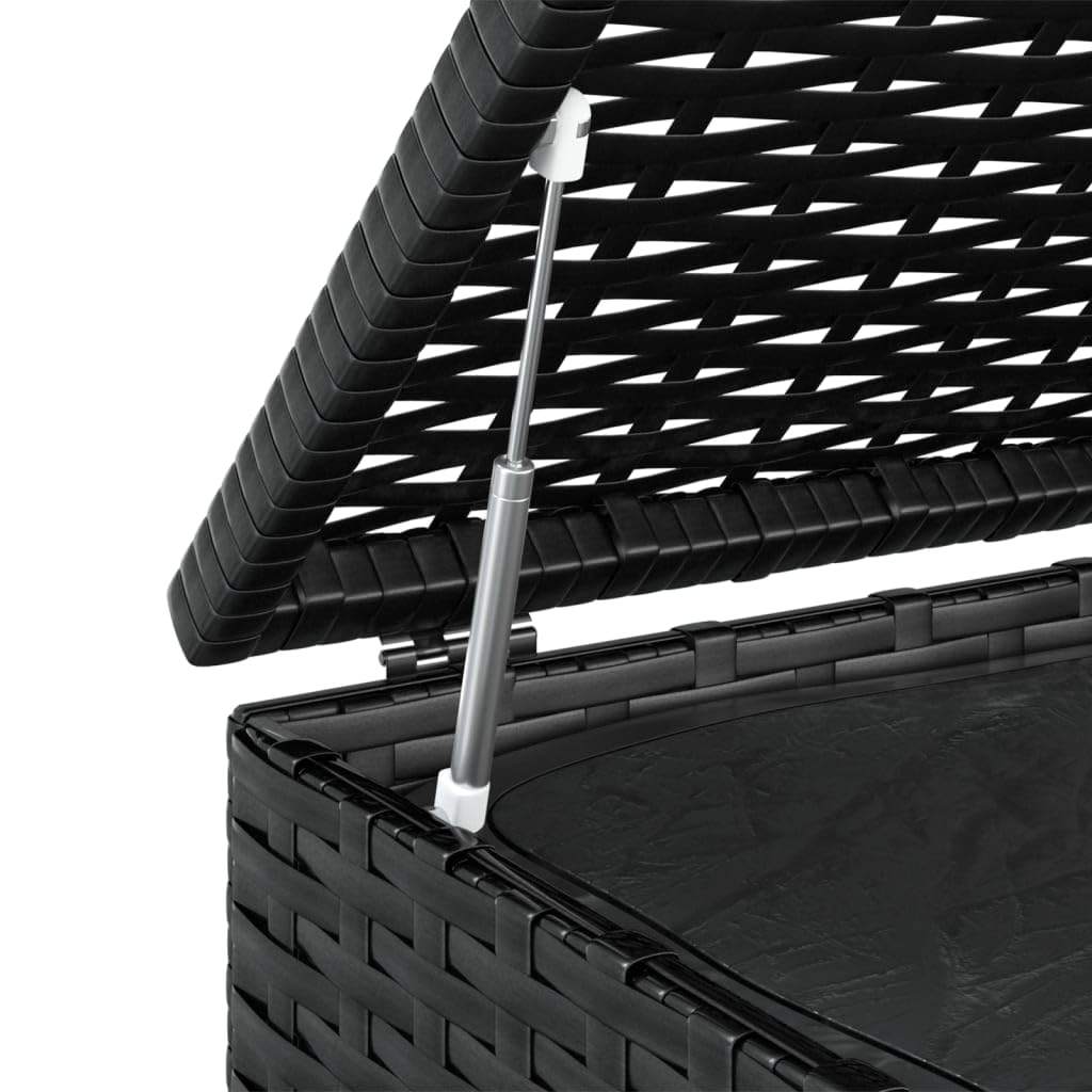 Furniture select-Garden Coffre à coussins en rotin synthétique Noir 100 x 97,5 x 104 cm
