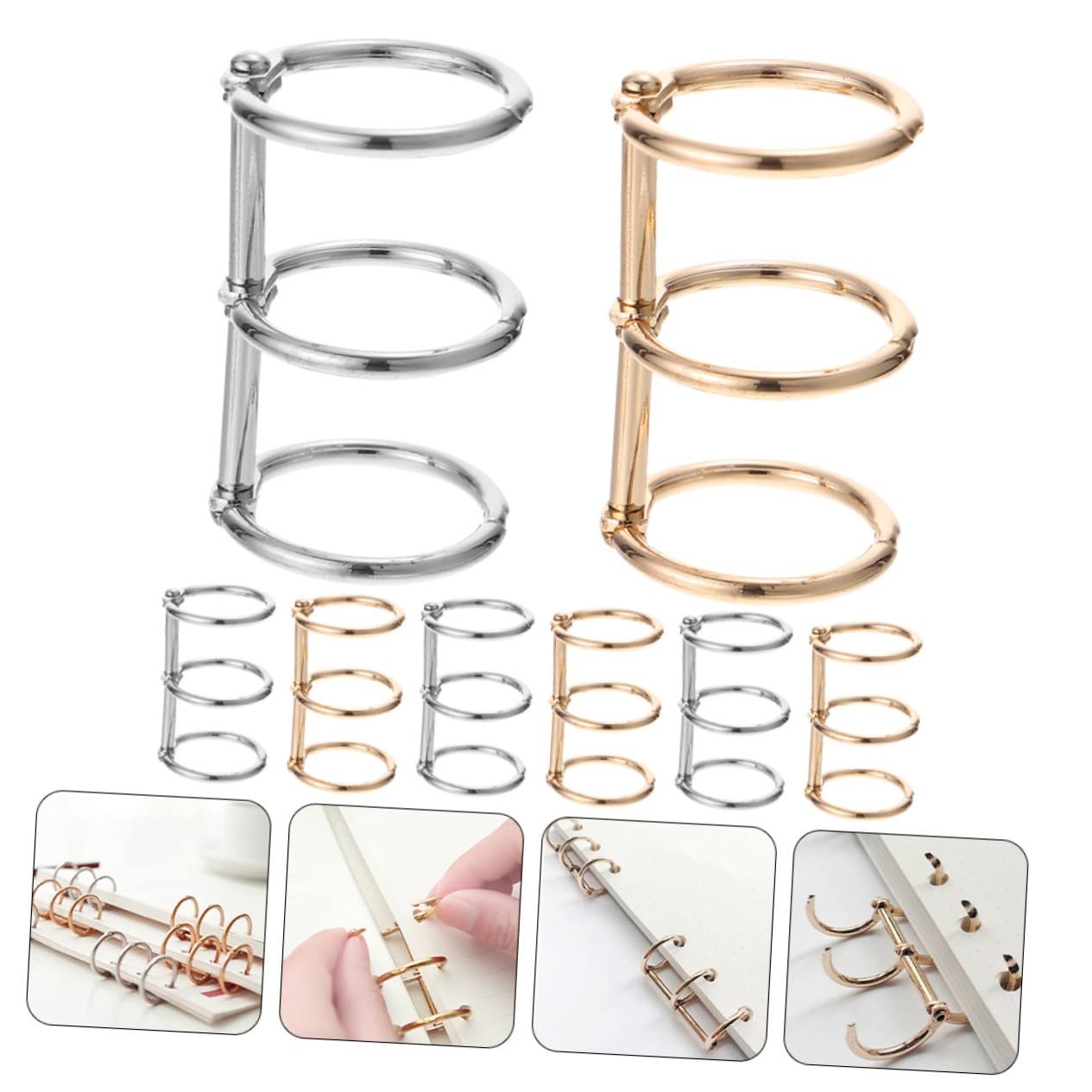 Gadpiparty 4 Set Anelli Di Carta in Metallo Raccoglitore Anelli Raccoglitori A Fogli Mobili Chiave Anello Anelli Di Metallo Per Flash Card Anelli Vincolanti Lega 8 Pezzi*4