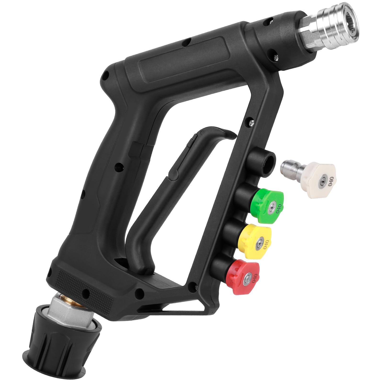 YUET High Pressure Washer Gun Handle with 4 Water Nozzle Tips,Integrated Nozzle Storage Car Cleaning Kit(M22 14MM) Fitting Hose Connector & 1/4" to for Kärcher Quick Connector Power Wand 4350 PSI
