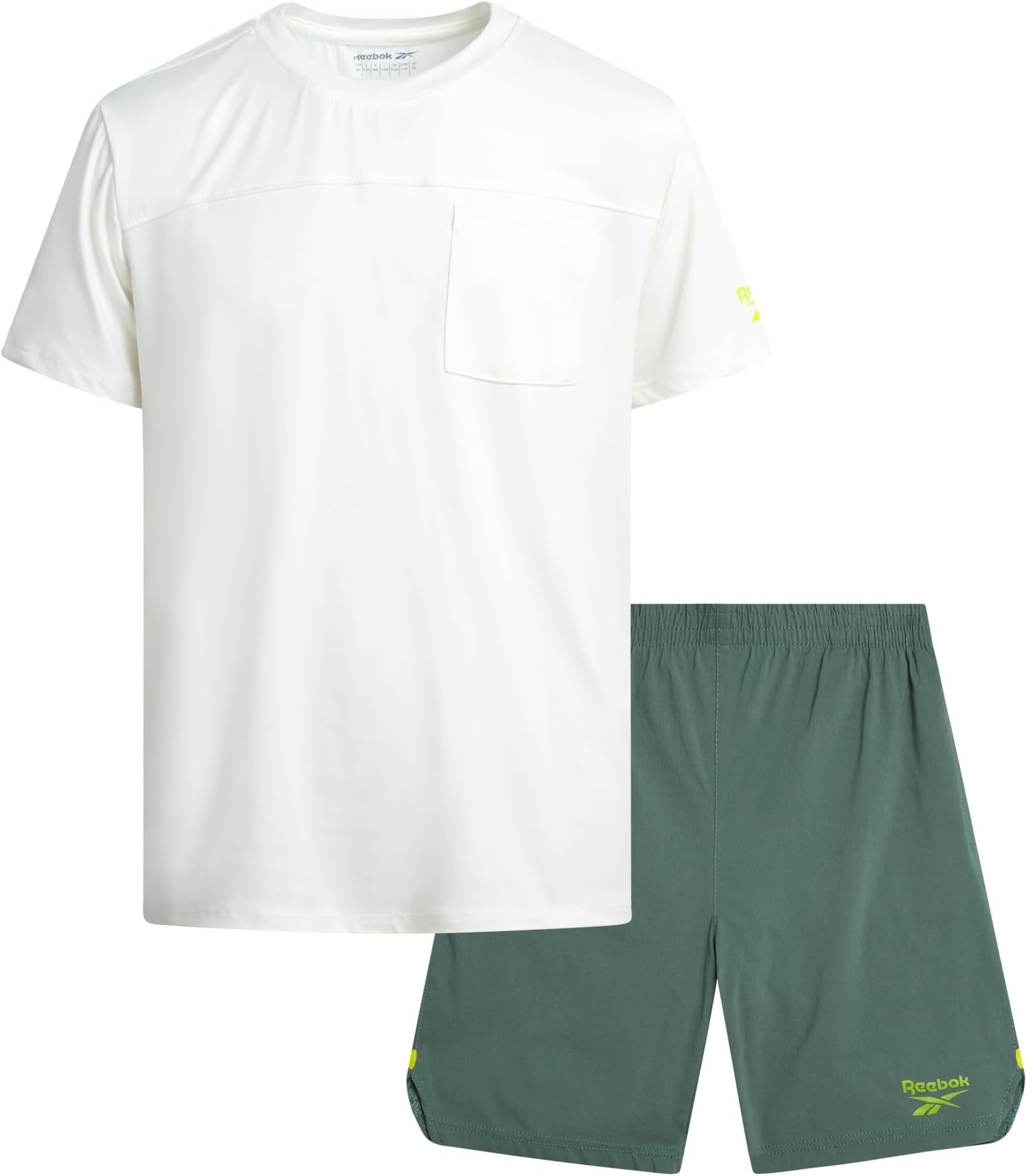 ReebokBoys Athletic Shorts Set - 2 Piece Summer Clothes Outfit with Pocket Tee and Boys Running Shorts for Active Kids