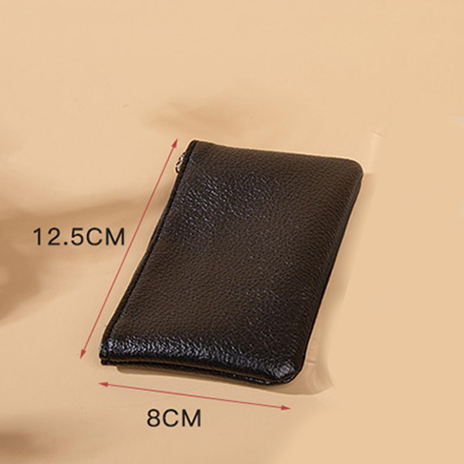 Black Coin Purse, Portable PU Leather Coin Purse with Zipper Coin Purse Mini Change Purse Small for Women Credit Card Folded Bills ID Key Headset Lipstick Wallets, Card Cases and Money Organizers - Image 3