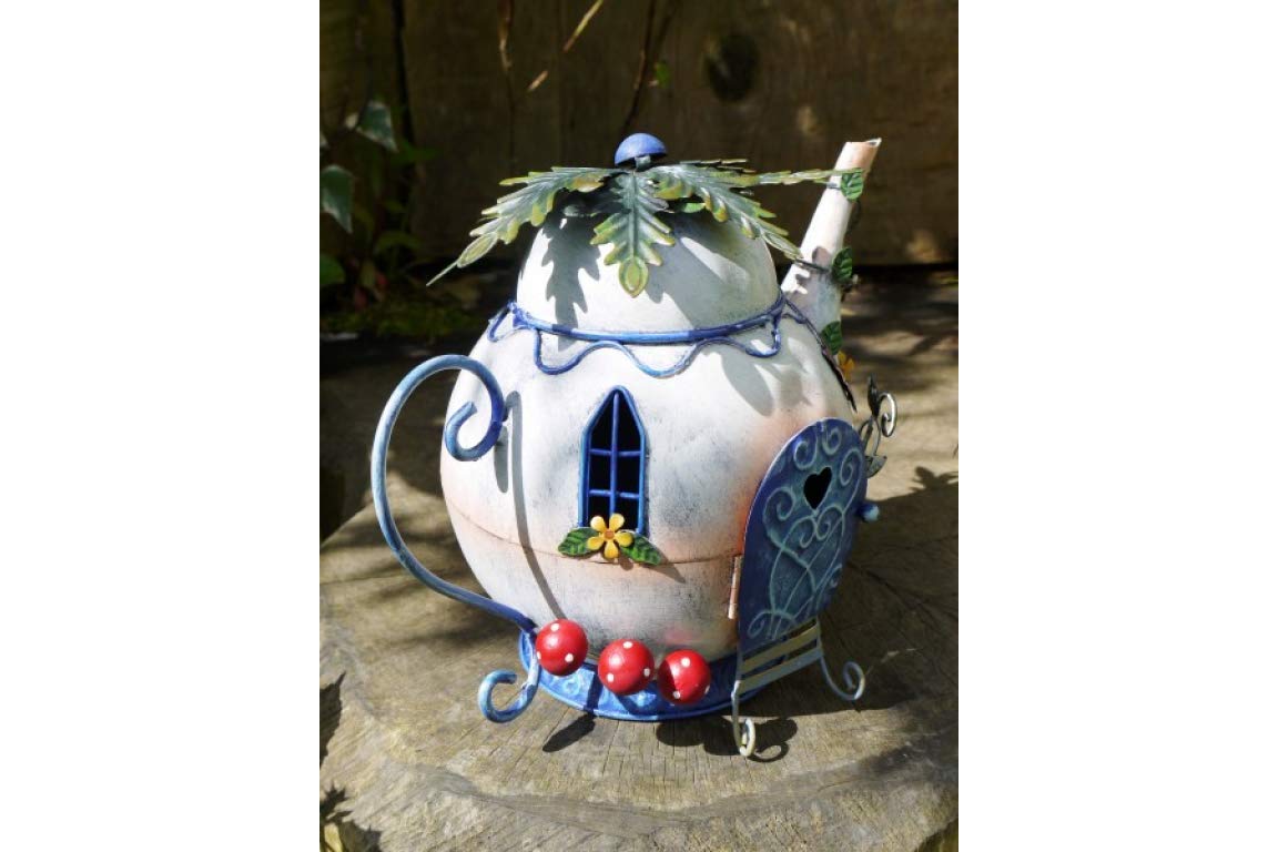Secret Garden Märchen-Teekanne Aus Metall – Wetterfeste Outdoor-Skulptur & Garten-Deko