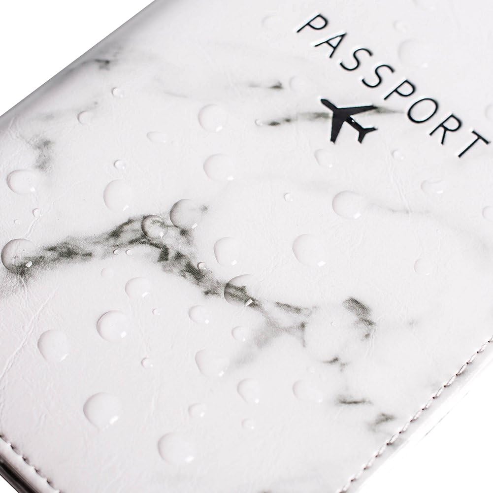  | Leotruny Passport Holder Cover Waterproof Rfid Blocking Travel Wallet Case (White Marble) | Passport Covers