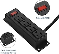 Vista 4 de Wall Mount Power Outlet Strip, 4 Outlet Mountable Power Strip with Switch, Under Desk Power Strip Connect with 6ft Cord Mount Under Desk, Workbench