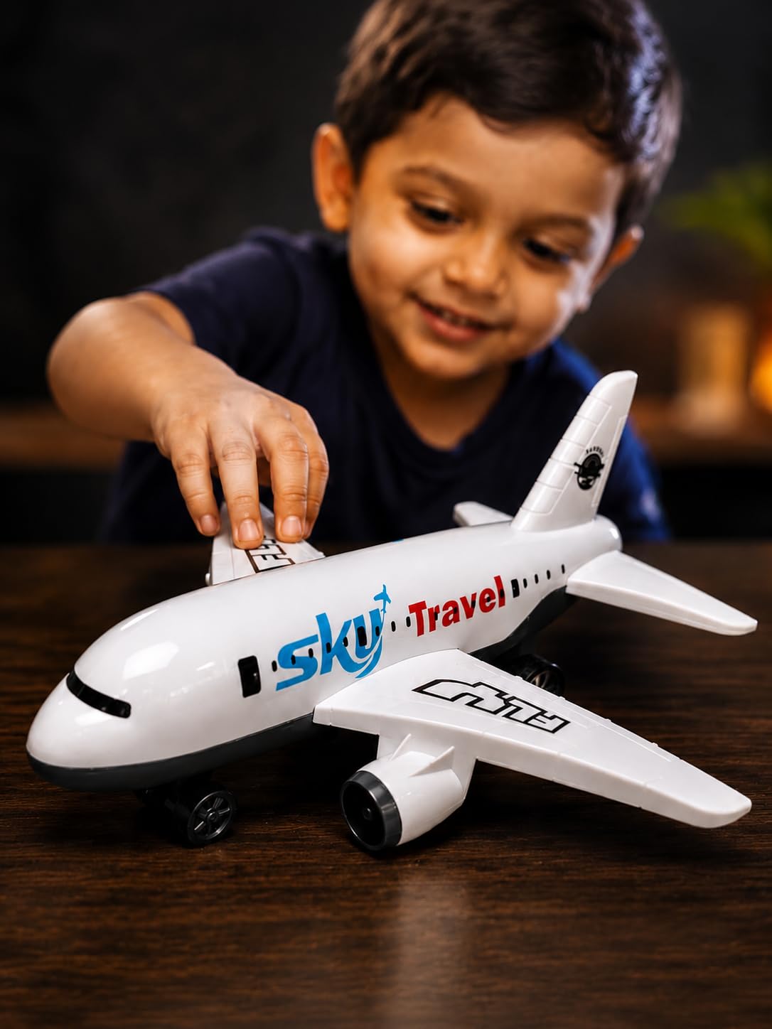 Big Size Friction Powered Airplane Toy for Kids | Push & Go Aeroplane with Realistic Design | Travel Plane Toys with Smooth Rolling Wheels | Birthday Gift for Boys & Girls Age 3+ Years (White)-image-10