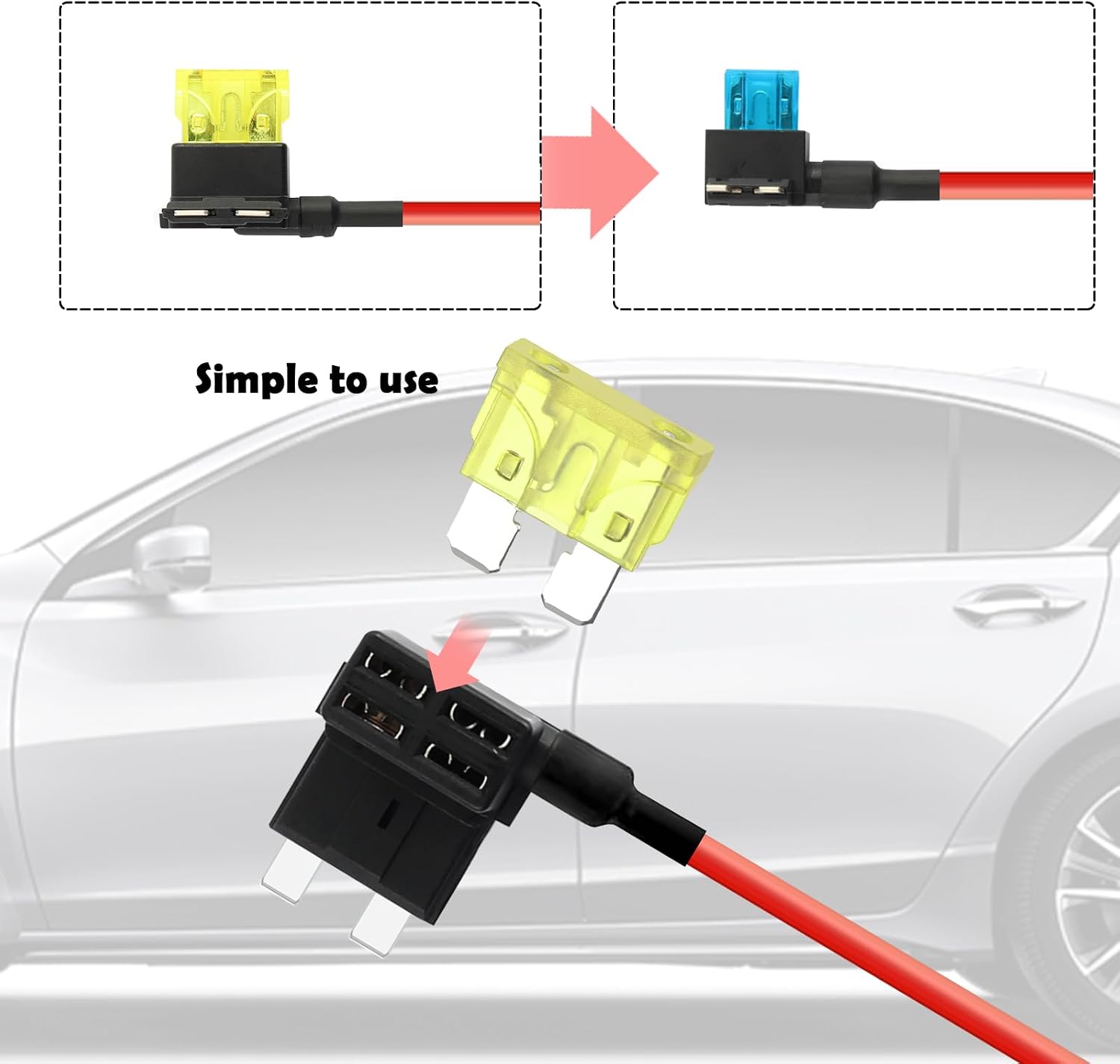8 Set Car Fuse Tap Kit with 8 Blade Fuses,Fuse Taps Automotive 12V Includes 2 Types of Standard & Mini Fuses Tap for Avoiding Short Circuits,Practical Car Accessories Fusing Kit