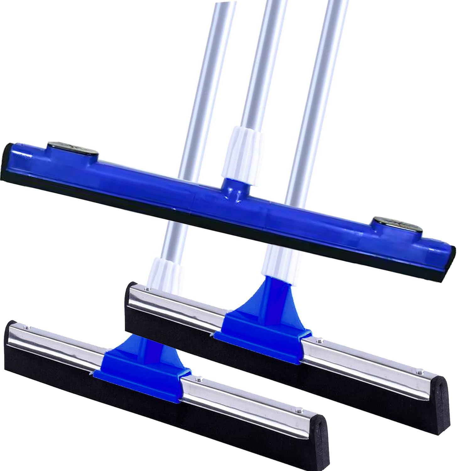 Purfex 3 Pack Floor Squeegee Wipers, Complete Set for Home, 60cm &120cm Handles, 30cm & 42cm Blades – Heavy Duty Water Wiper for Wet Rooms, Bathrooms, Tiles, Shower, Windows & Wood Floors