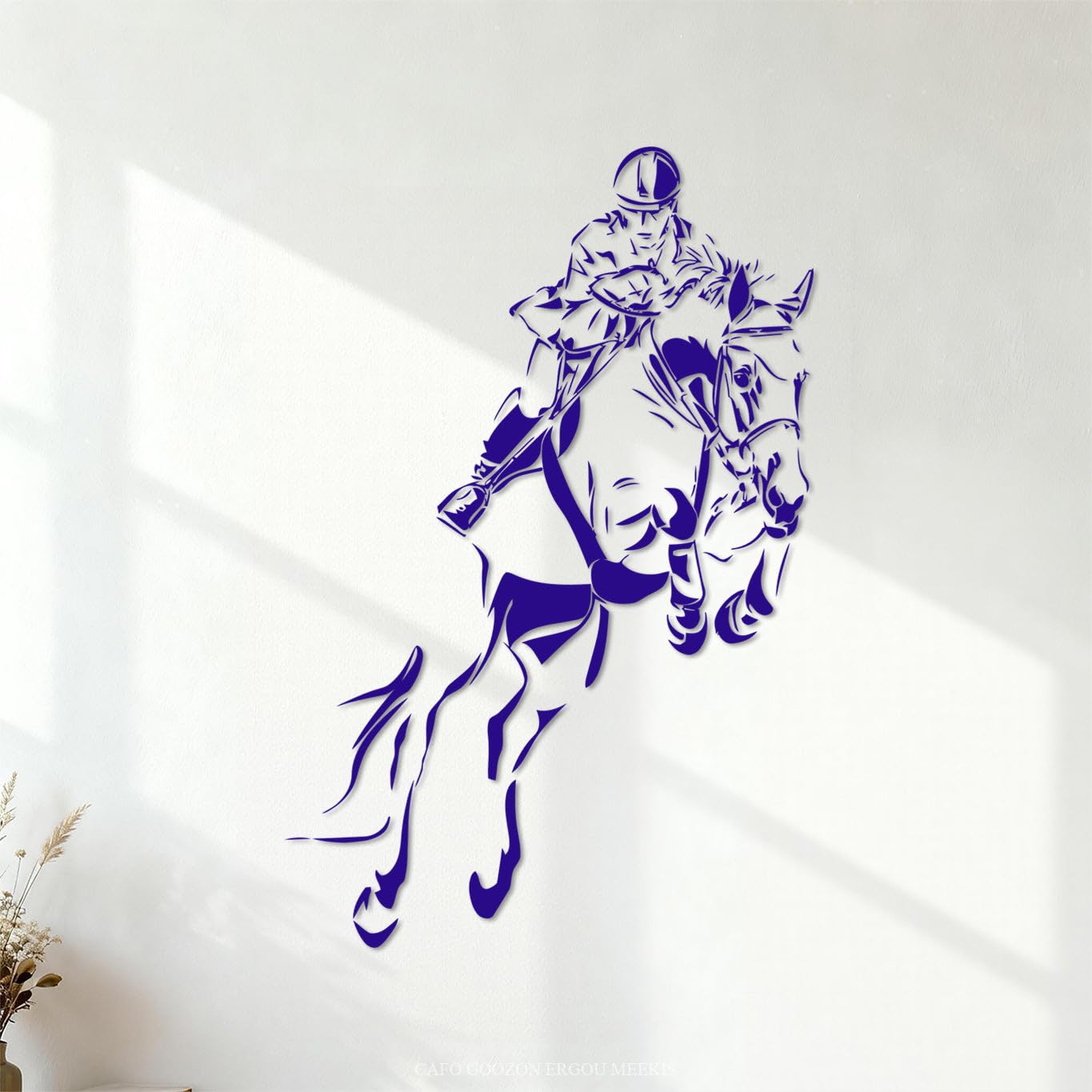 Wall Stickers Jockey Horse Equestrian Sports 54.6x82.7cm It Won't Fall Off DarkBlue