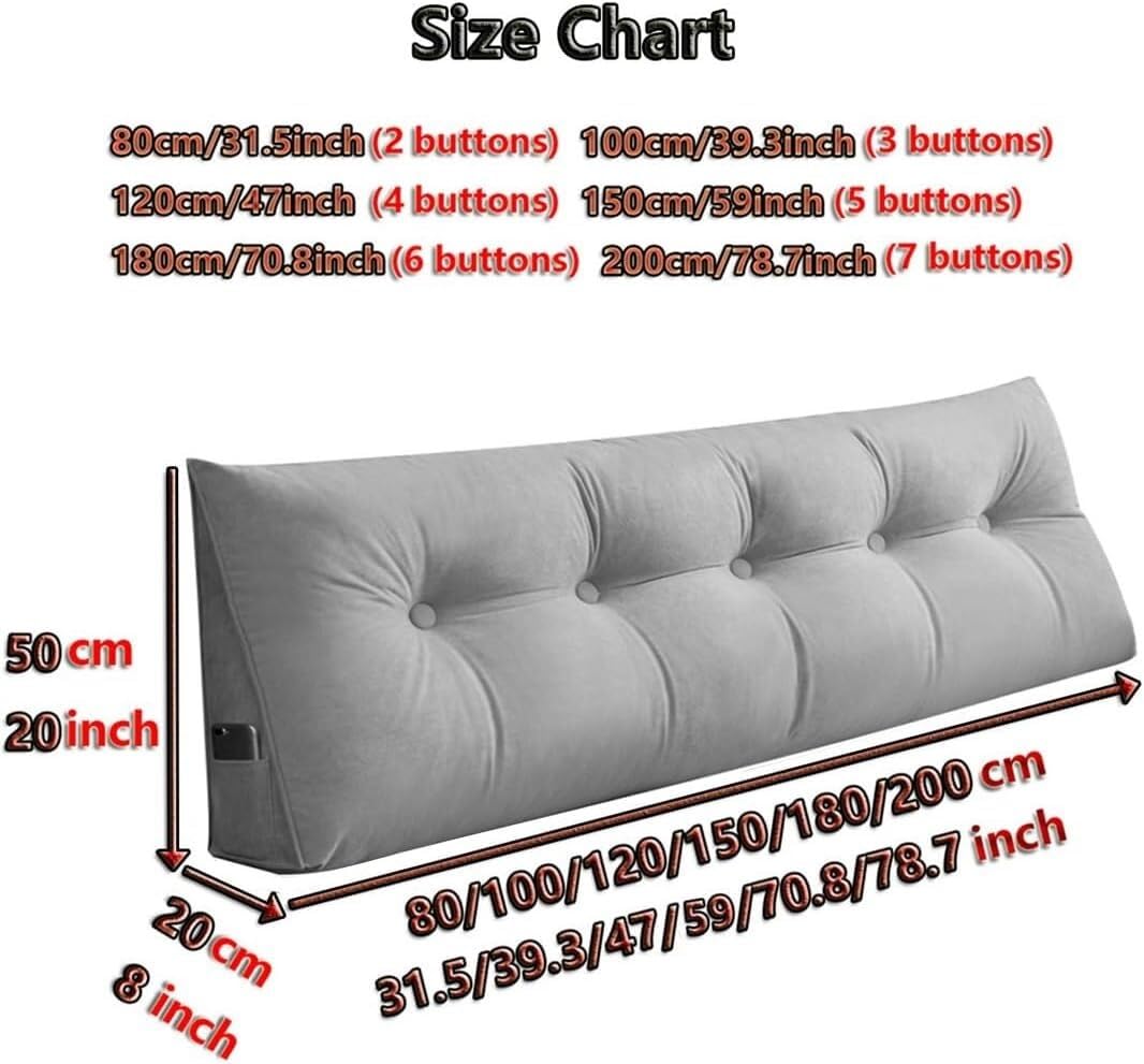 Poduszka na zagłówek, trójkątna poduszka klinowa, podparcie pozycjonujące, poduszka do czytania, miękka i wygodna poduszka na łóżko (biała 150 cm/59 cali)