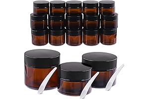Tanstic Glass Jars with Lids: 25 Amber Glass Jar Storage Containers 1-2...