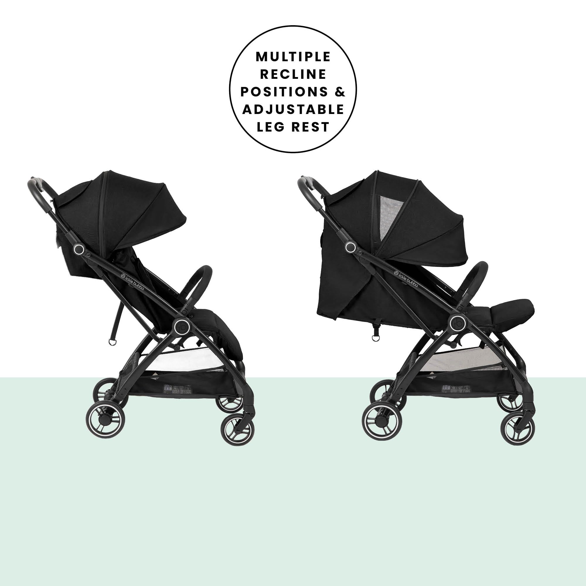 Wózek dziecięcy Ickle Bubba Aries Autofold – od urodzenia do 22 kg, lekka konstrukcja, wielopozycyjne oparcie, poręczny mechanizm automatycznego składania (Czarny, Maksymalny)