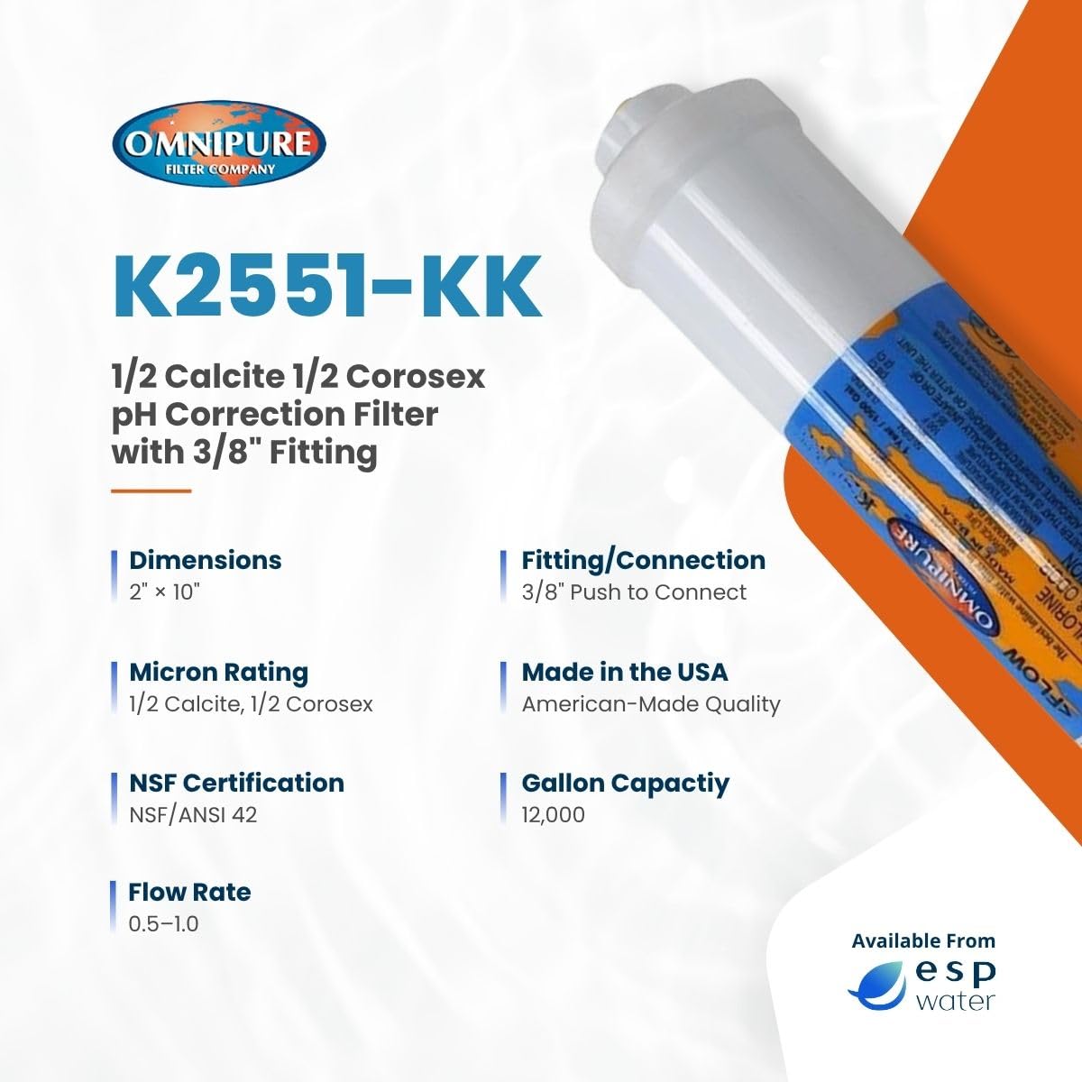 Amazon.com: Omnipure K2551-KK Inline Water Filter 3/8 Inch Quick
