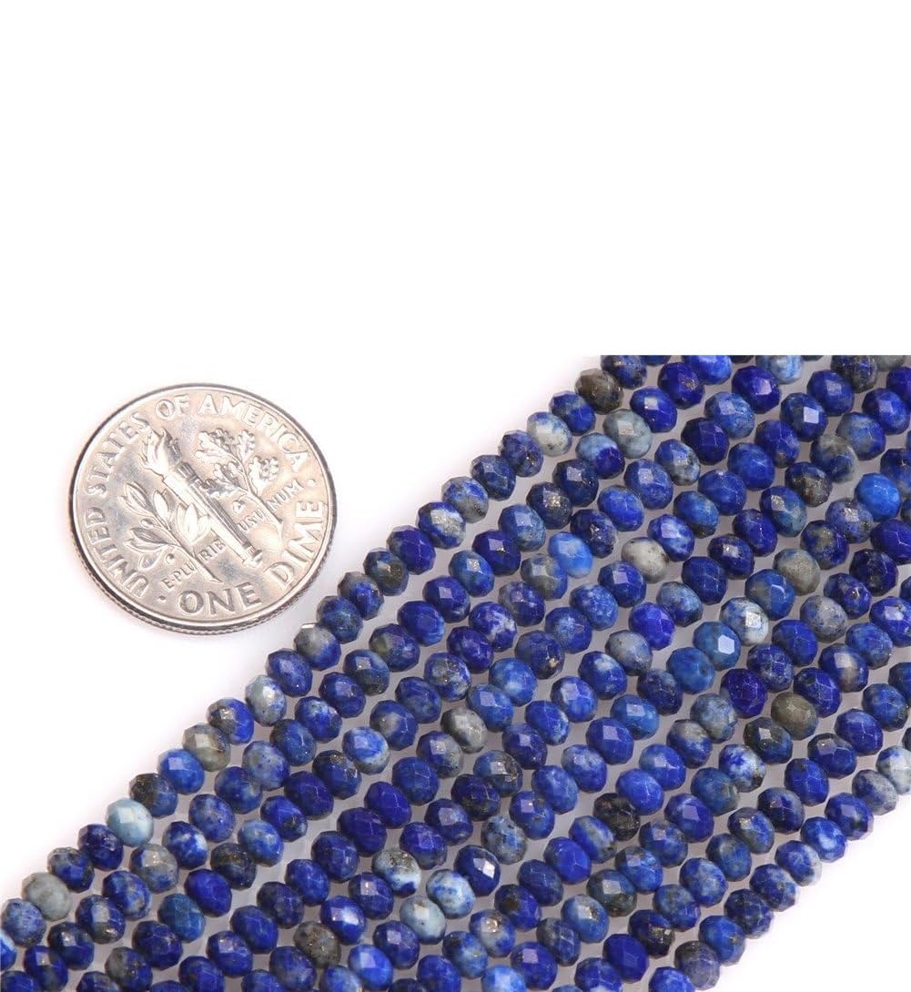 Blue Lapis Lazuli Beads for Jewelry Making, Natural Gemstone Semi Precious AAA Grade Rondelle Spacer Faceted 2x3mm 15"