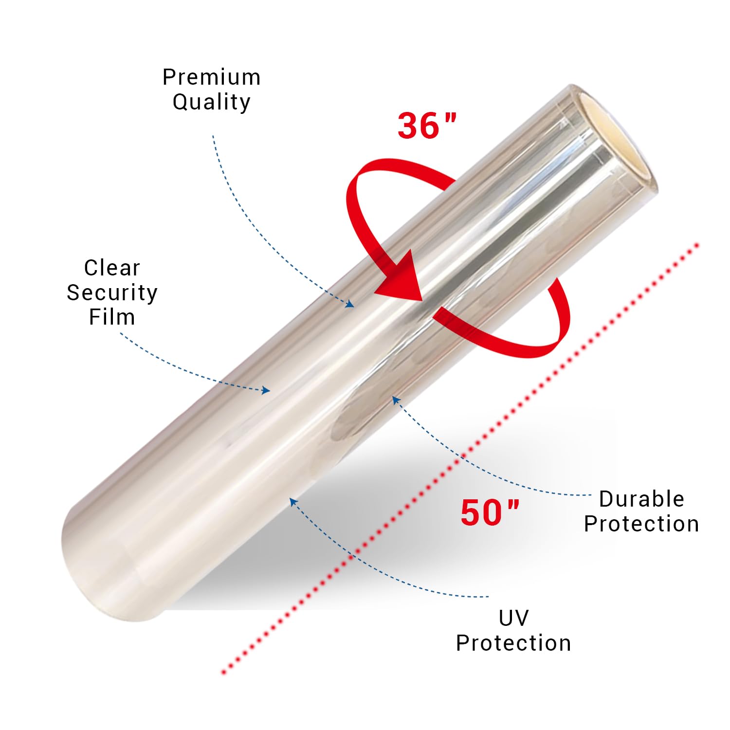 Rayno Window Security Film, Rescue - Shatterproof Safety Window Protection - Energy Saving Film, UV Sun Light Blocking Tint for Home and Office, Thermal Film - Clear (36