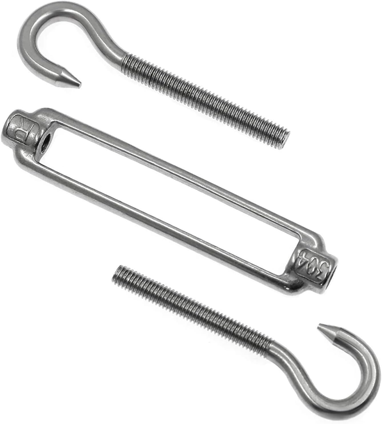 Eye & Eye Turnbuckle, Tendeur de câble métallique M6 en acier inoxydable 304, paquet 6, 15-21.4cm(M6 00)