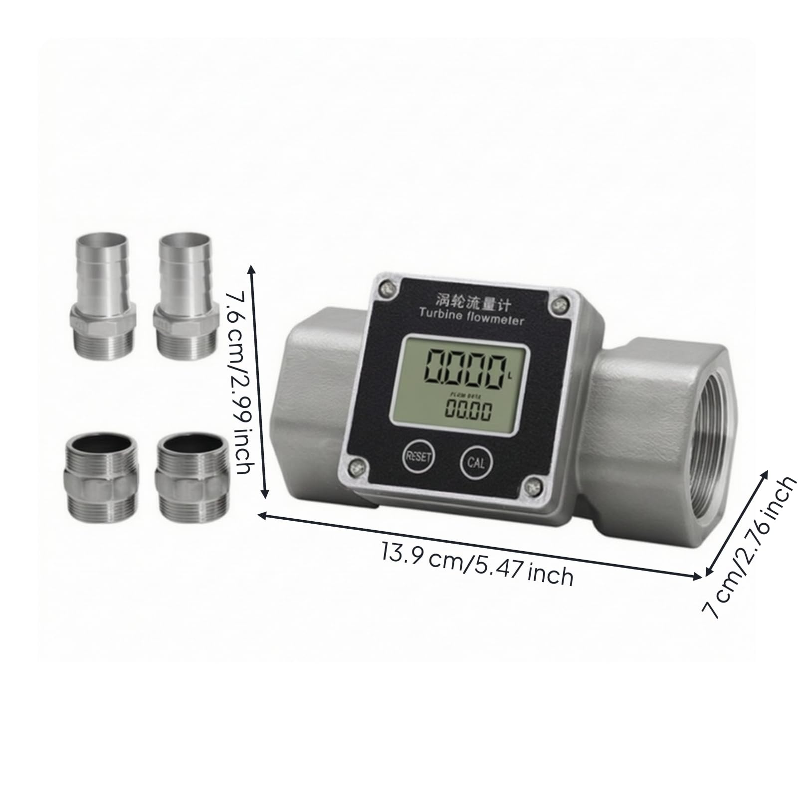 Caudalímetro Turbina con Caudalímetro con Turbina Electrónico Medidor Flujo Pantalla Pantalla Digital para Fontanería, 1.5 Pulgadas, style to 2