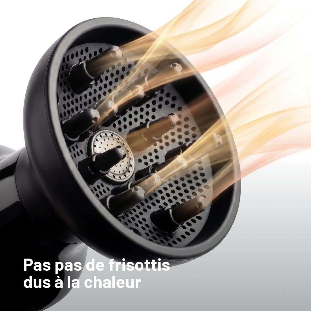 DIFFON - Diffuseur Seche Cheveux - Séchoir Cheveux Bouclés et Ondulés - Technologie Céramique Anti Frisottis - Double Tension Voyage - Accessoire Coiffure Séchage Doux, Définition Naturelle Boucles