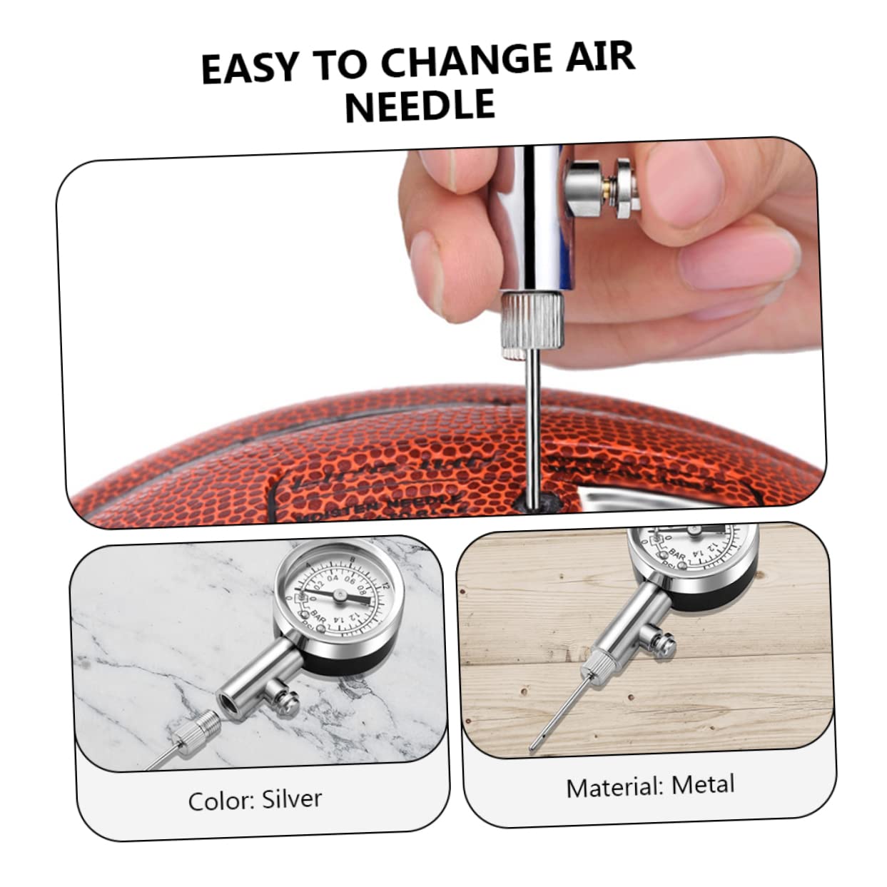 TOYANDONA Medidor de Presión de Aire Práctico para Balones de Fútbol Baloncesto y Voleibol Herramienta con Aguja para Lectura Rápida y de Aire para Inflables