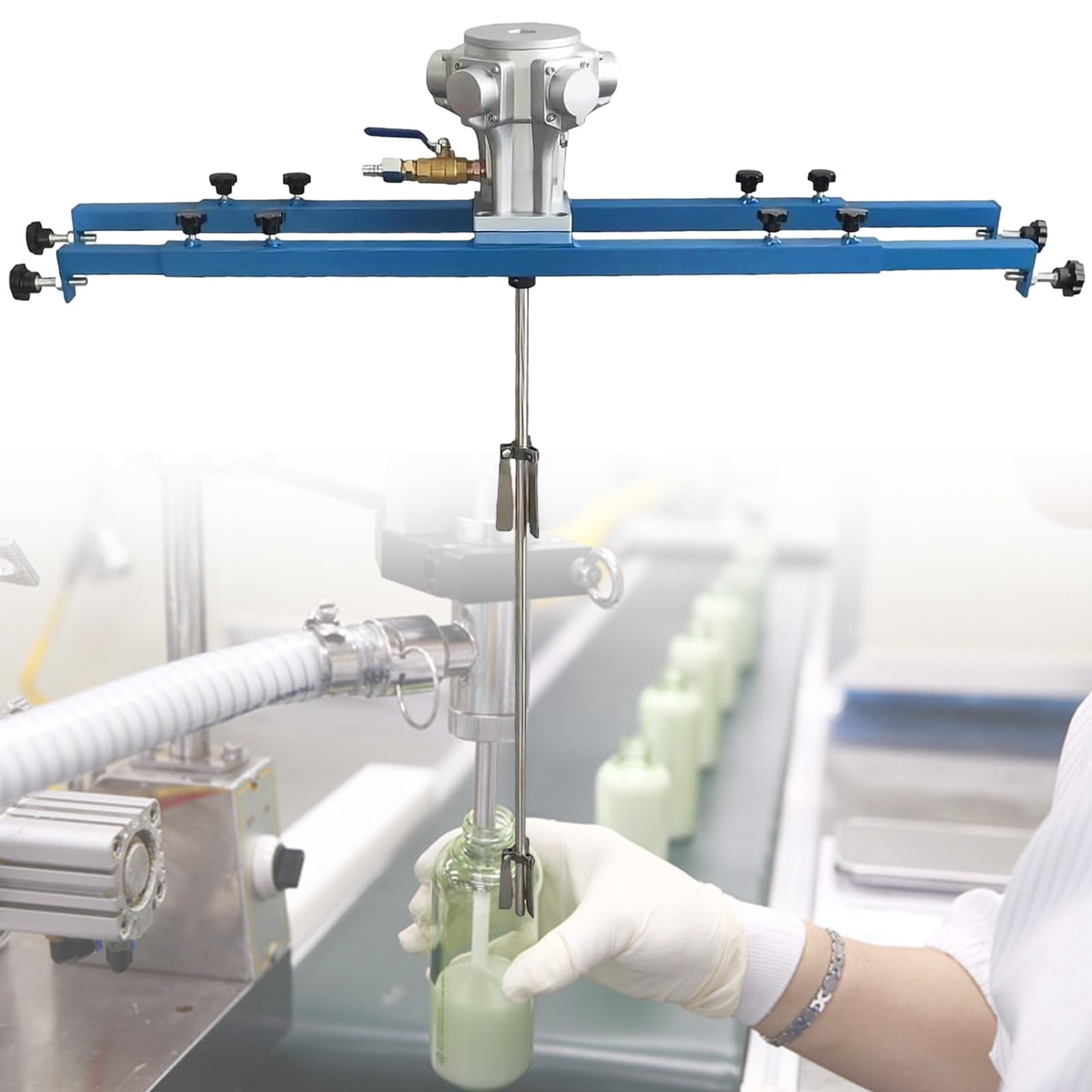 vnmudzeo 264 Gal Vertical Paint Agitator,Impeller Diameter 250 mm,0-1300 RPM Adjustment Speed IBC Pail Mixer Folding Blade 1 Horsepower,for Slightly Viscous Liquid Ink Dye