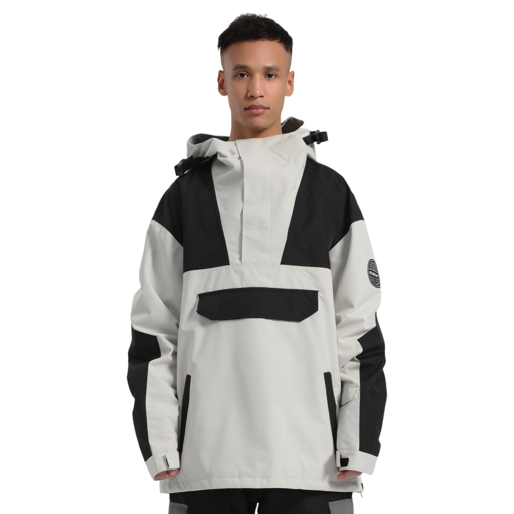 GSOU SNOW Veste de Ski et Snowboard pour Homme - Multi-poches Ample Baggy Unisexe Imperméable Coupe-vent Respirant Chaud à Capuche