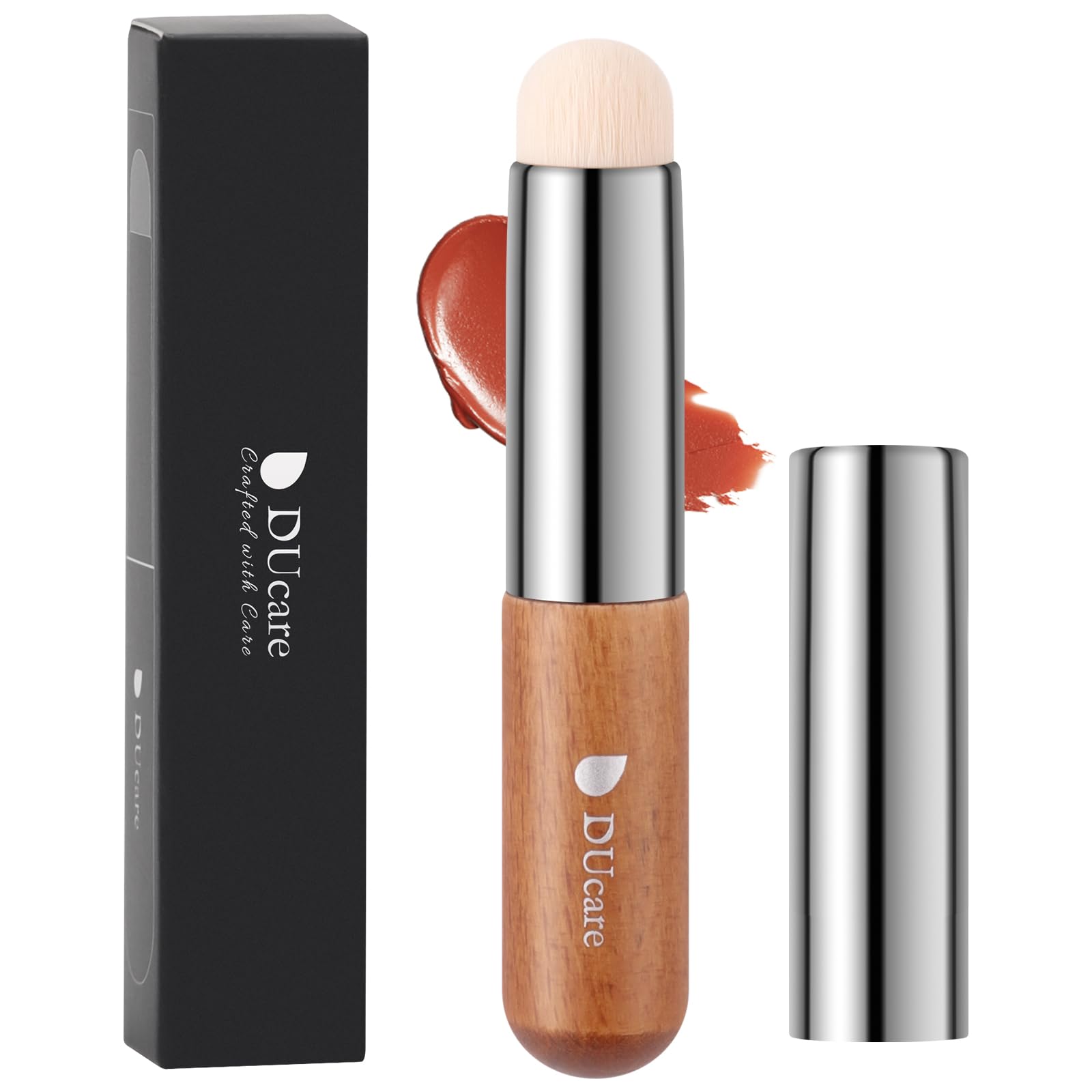 Pinceau Correcteur Pinceau à Lèvres Multifonctionnel avec Capuchon - Pinceau Anticernes Poils en Fibres pour Rouge à Lèvres et Gloss, Hygiénique et Portable, Effet Lèvres Pulpeuses