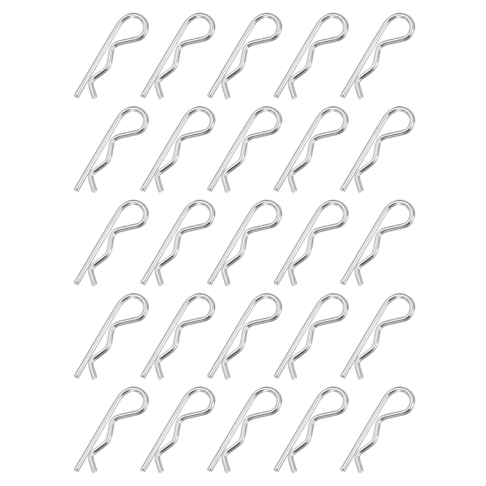 PATIKIL M2.5 x 45 mm Cotter Pin Assortment Kit, 30 Pcs Heavy Duty R Clips Hardware Pin Carbon Steel Spring Fasteners Hitch Pin for Trailer Locking Lawn Mowers Truck, Silver Tone