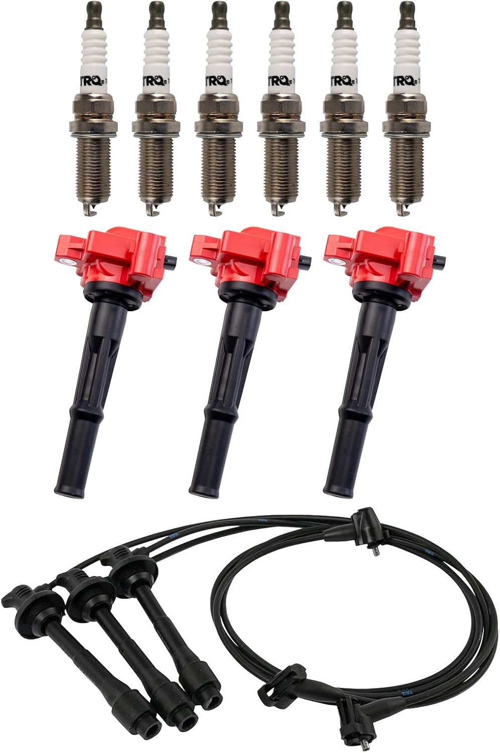 TRQ Ignition Coil and Spark Plug Kit 10 Piece Compatible with 1995-1998 Toyota T100