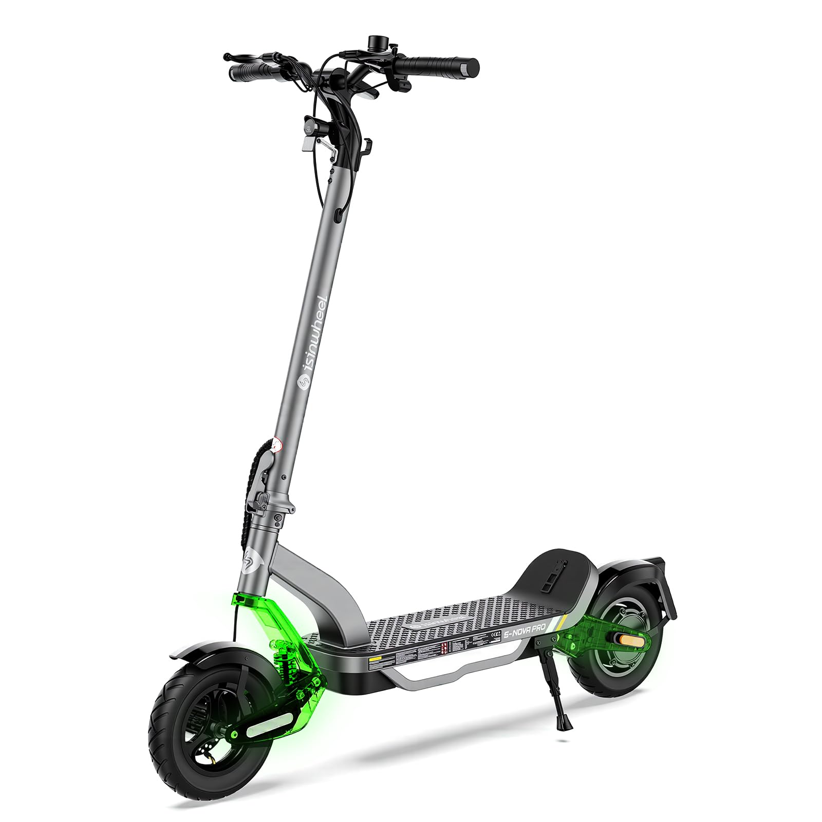 isinwheel S-Nova Pro E Scooter mit Straßenzulassung, Bis 70km Reichweite 500W Motor, Federung & Luftreifen für maximalen Fahrkomfort, Klappbar City E-Roller für Pendler