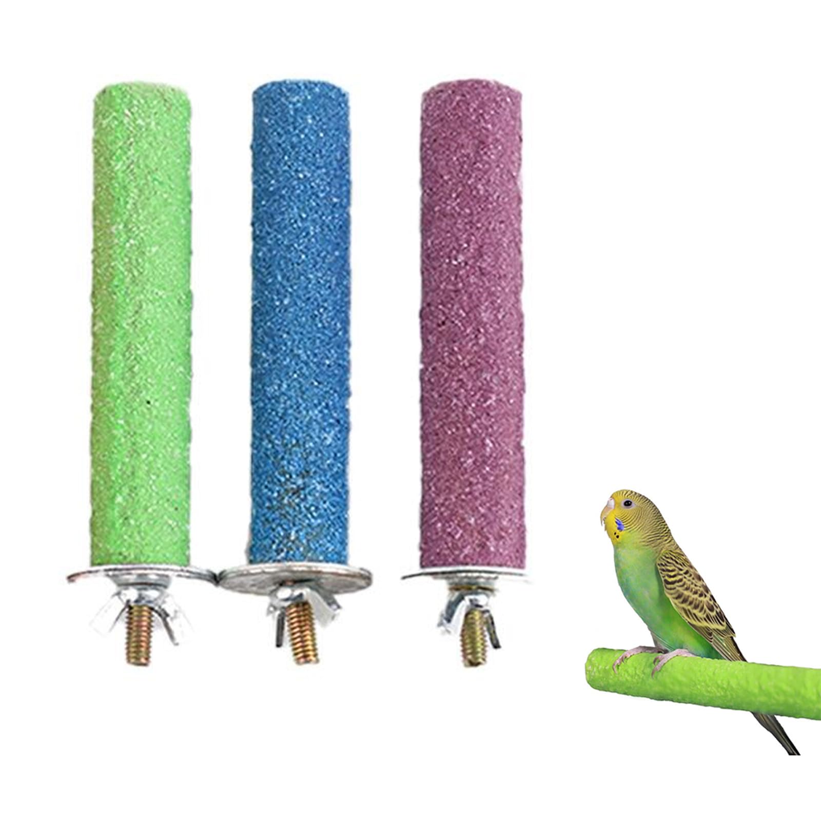 HOTMNTY Perca de Pájaro, Perchas Juguetes para Jaulas de Pájaros Stand, Palo para Pájaros, Apto para Todo Tipo de Loros, Periquitos, Guacamayos, etc. 20 cm, 3 Uds