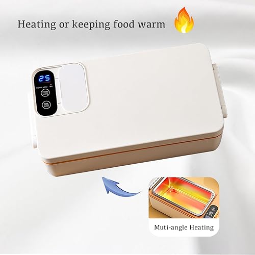 Miniatura 3 de Lonchera eléctrica inalámbrica, calentador de alimentos autocalentable, caja Bento portátil recargable de acero inoxidable para trabajo, viajes,